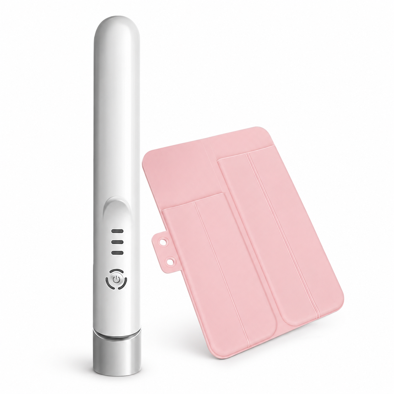 White Cordless Mini Hair Straightener and Pink Curler and Heat Resistant