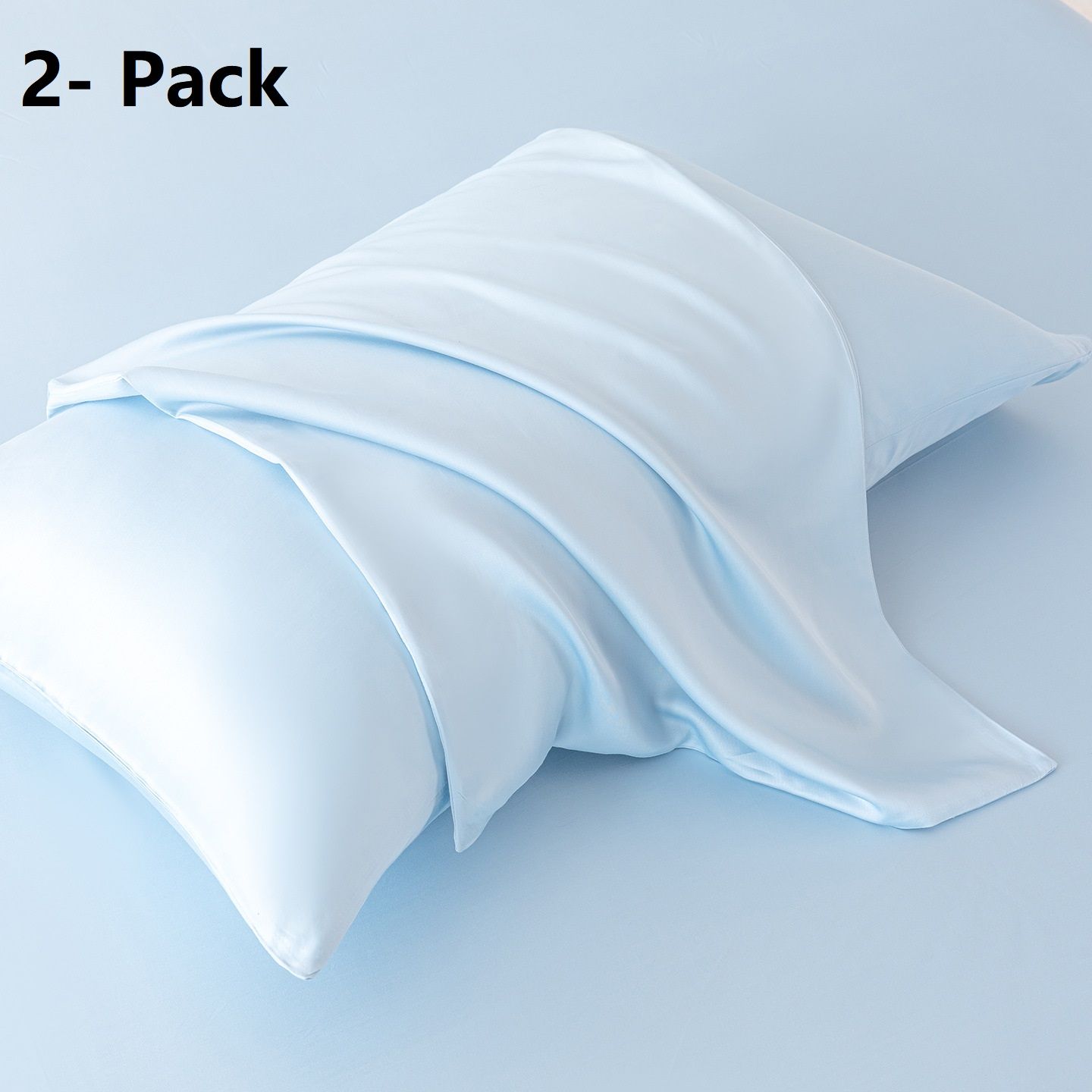 2-pack Blue Bamboo Pulp Fibre Pillowcase - 48x74cm Single - Cooling Silky Touch