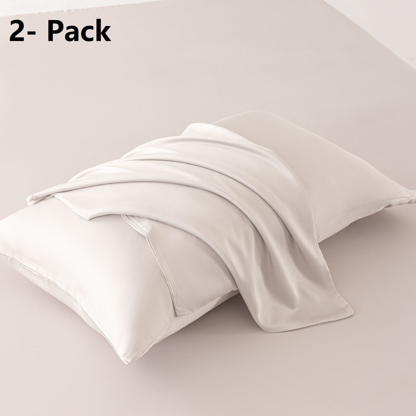 2-pack Grey Bamboo Pulp Fibre Pillowcase - 48x74cm Single - Cooling Silky Touch