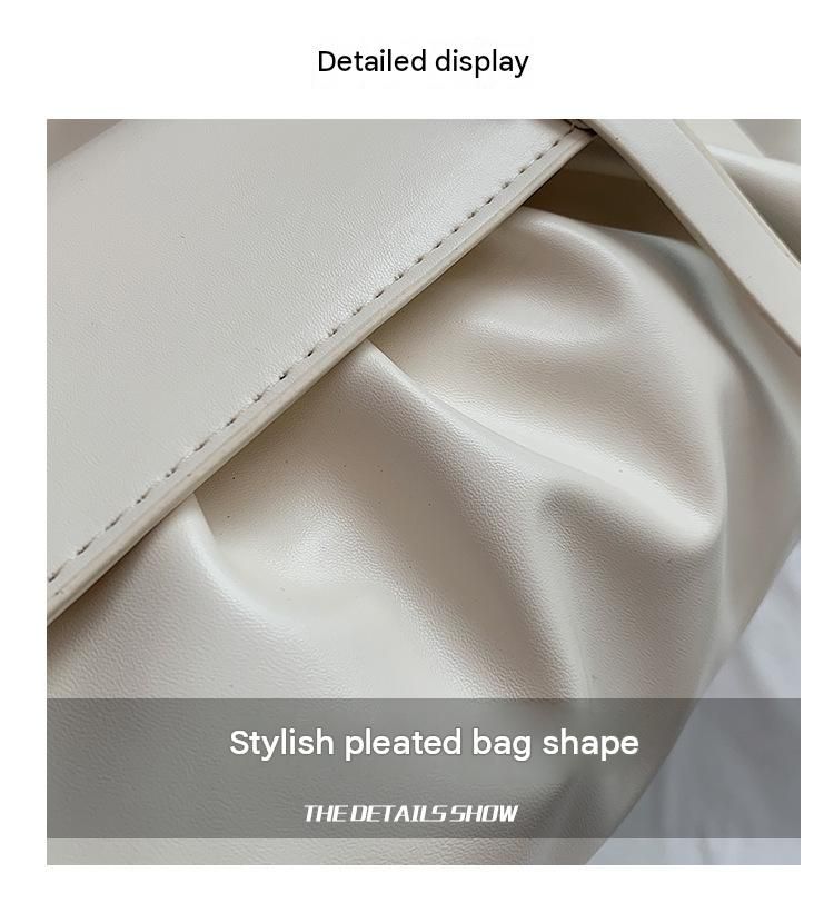 Khaki Trendy Pleated PU Leather Crossbody Bag - 24x13x7cm Compact Shoulder Bag view 2