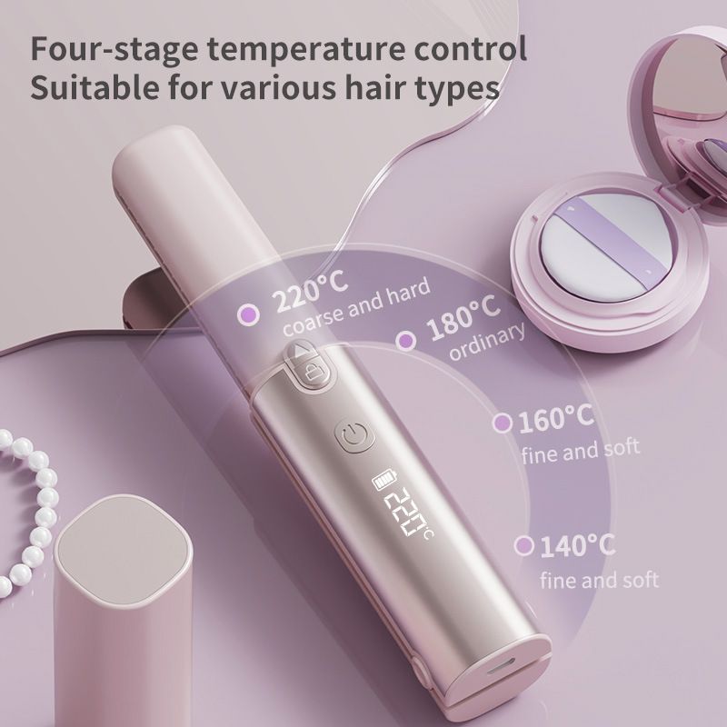 Pink Cordless 2-in-1 Hair Straightener and Curler - Rechargeable Mini Styling view 8