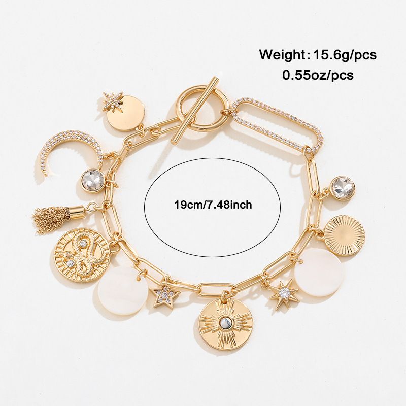 Celestial Magic Jewelry Set （Bracelet and Earrings ）- Gold Tone Iron and Zinc view 2