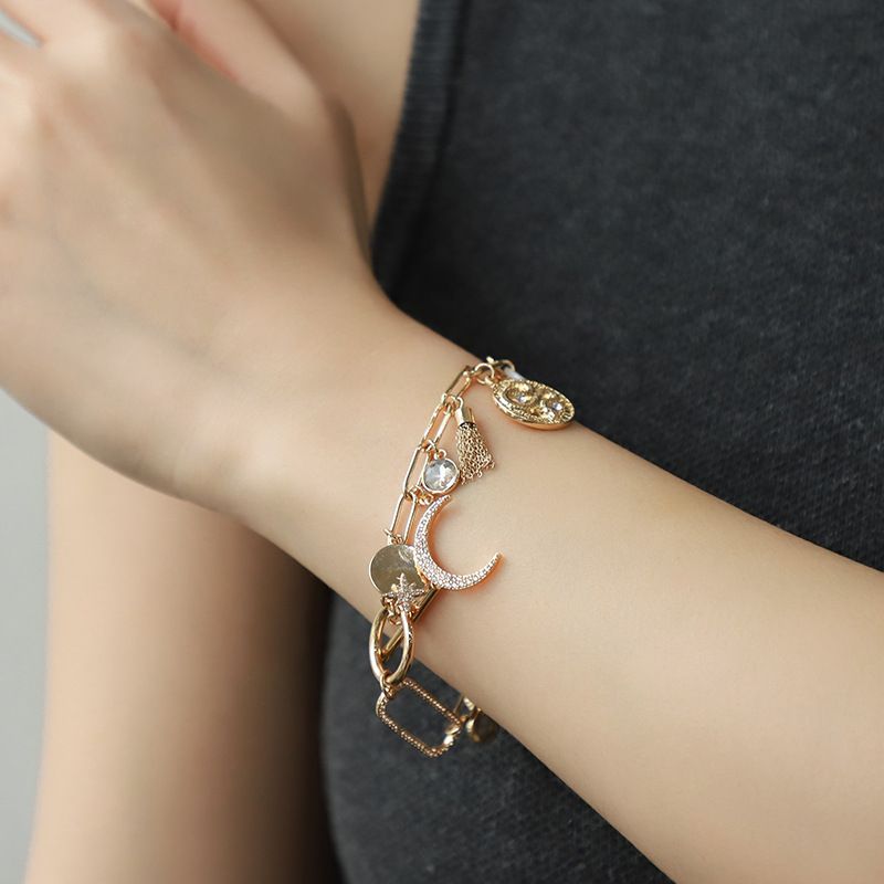 Celestial Magic Jewelry Set （Bracelet and Earrings ）- Gold Tone Iron and Zinc view 4