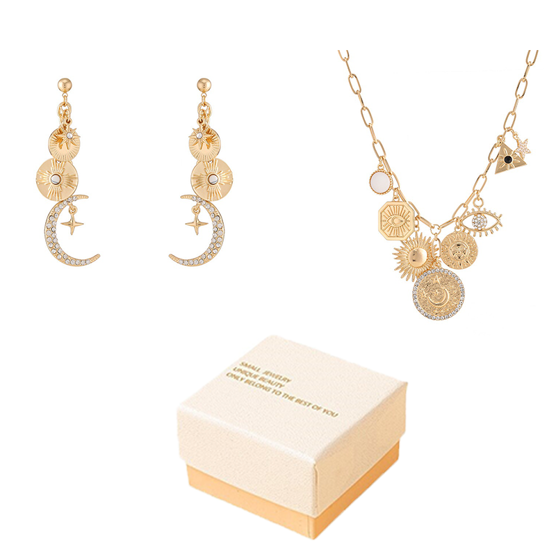 Celestial Magic Jewelry Set （Necklace and Earrings ）- Gold Tone Iron and Zinc