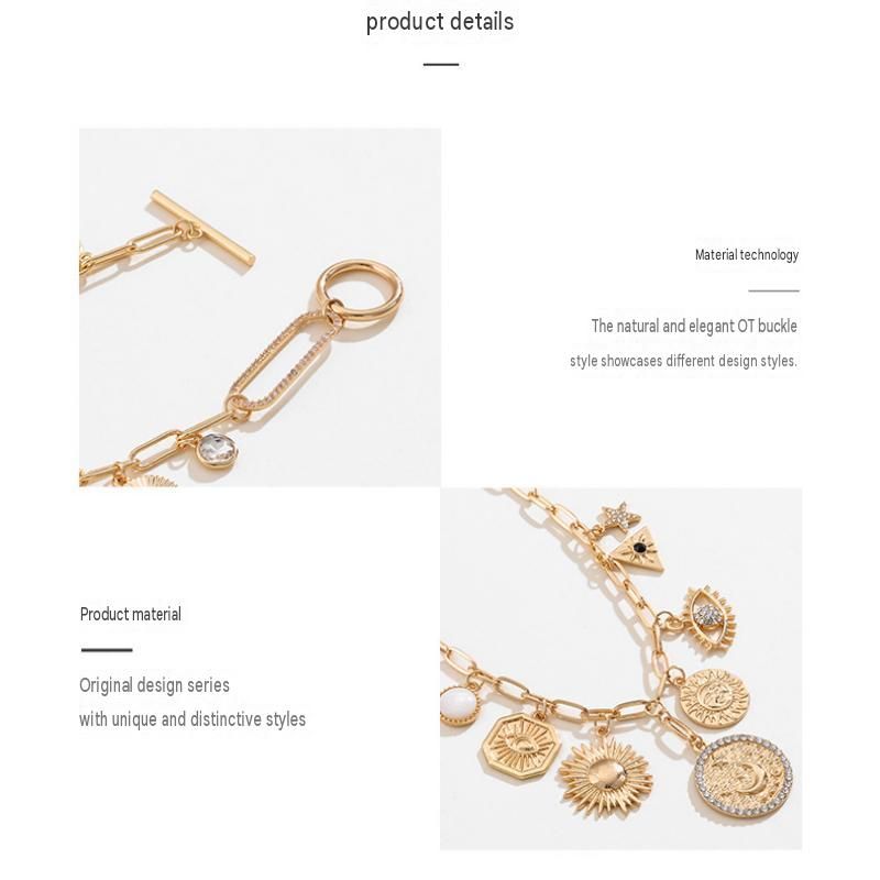 Celestial Magic Jewelry Set （Necklace and Earrings ）- Gold Tone Iron and Zinc view 6