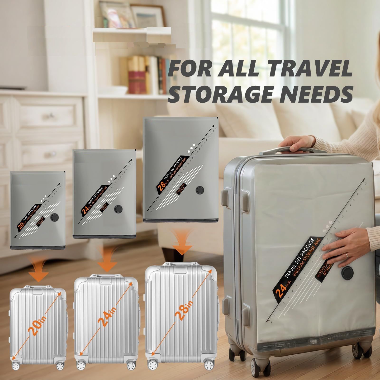 20 Piece Travel Vacuum Compression Bags with Electric Pump - Small 40x54cm*8 view 2
