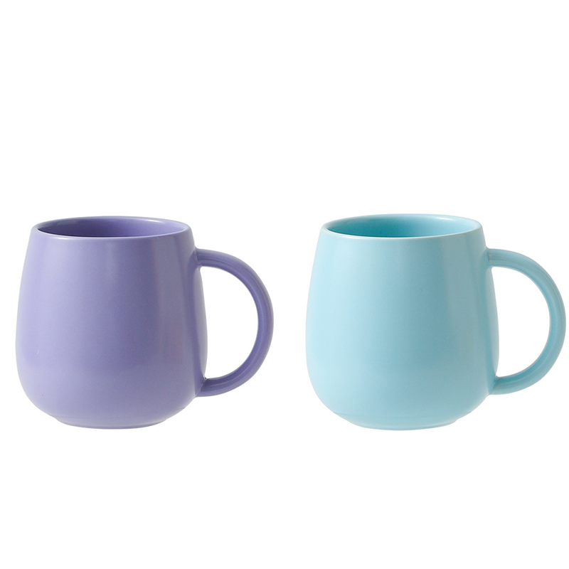 2 pack （Purple and Blue ）Macaron Ceramic Mug 480ml - Large Belly Coffee Cup