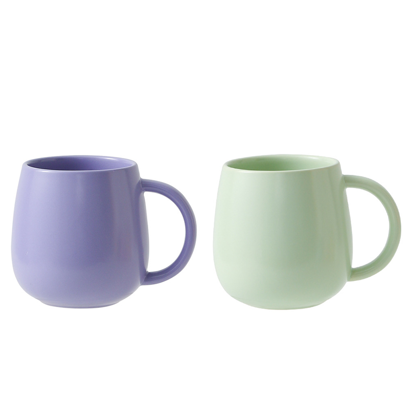2 pack （Purple and Green ）Macaron Ceramic Mug 480ml - Large Belly Coffee Cup