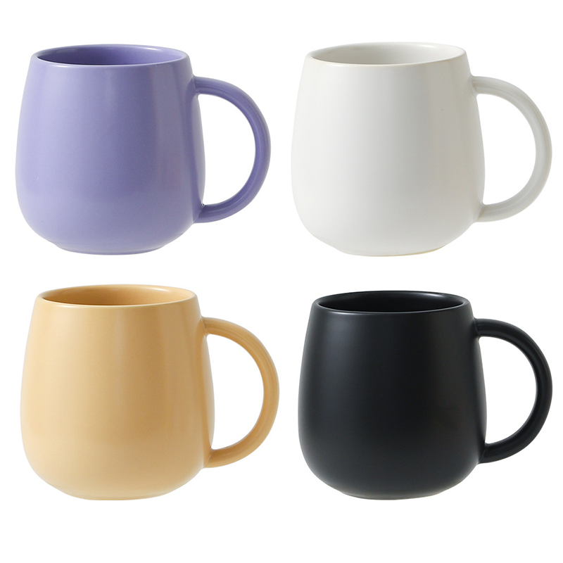 4 pack （Purple and White and Khaki and Black）Macaron Ceramic Mug 480ml - Large