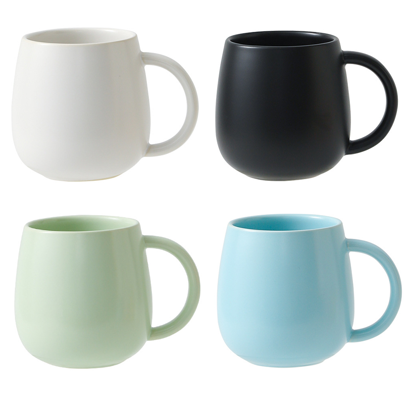 4 pack （Black and White and Green and Blue）Macaron Ceramic Mug 480ml - Large