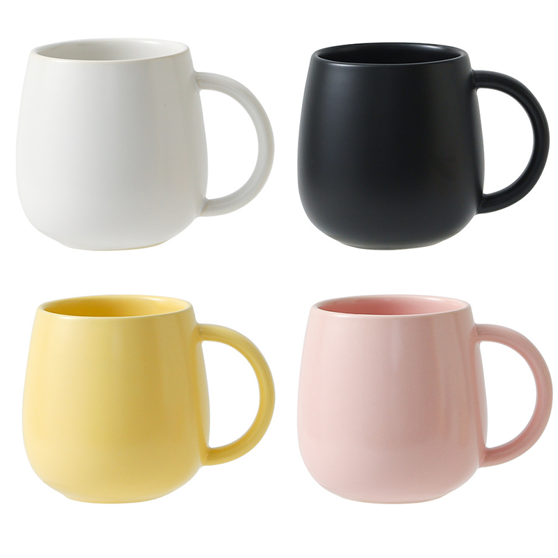 4 pack （Black and White and Yellow and Pink）Macaron Ceramic Mug 480ml - Large
