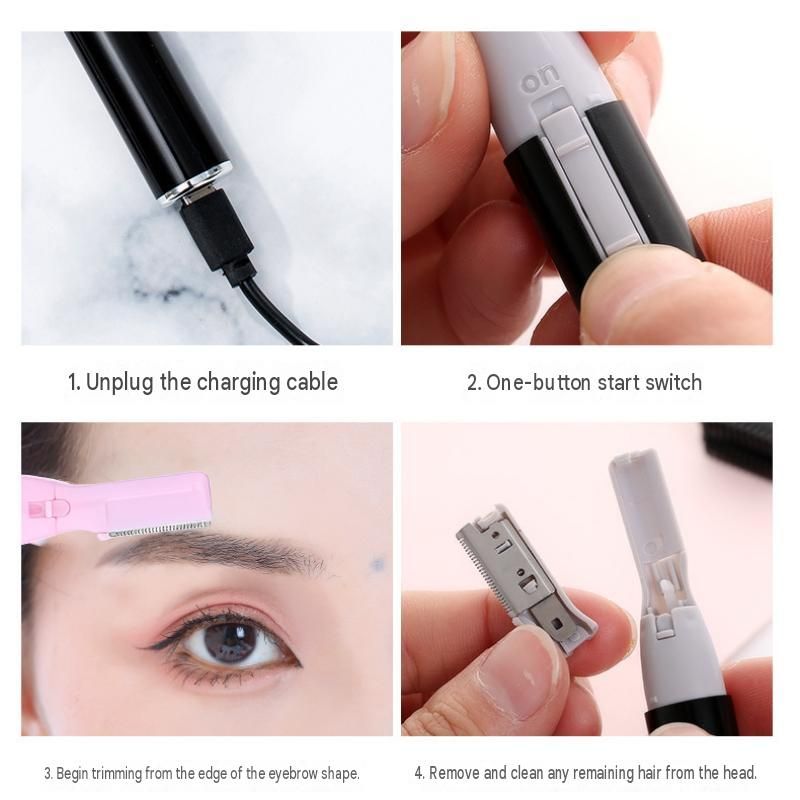 Black Rechargeable Electric Eyebrow Trimmer - USB Charging view 11