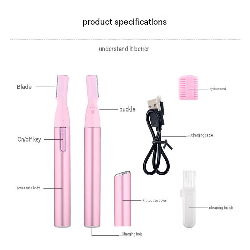 Golden Rechargeable Electric Eyebrow Trimmer - USB Charging view 12