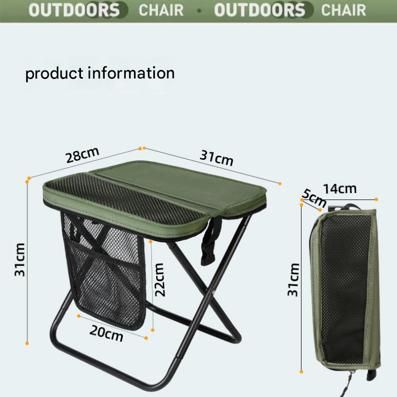 Black Portable foldable stool with a crossbody strap - High Carbon Steel Frame view 10