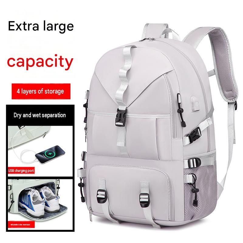 Black Large Capacity Travel Backpack - Waterproof Polyester Hiking Rucksack view 3