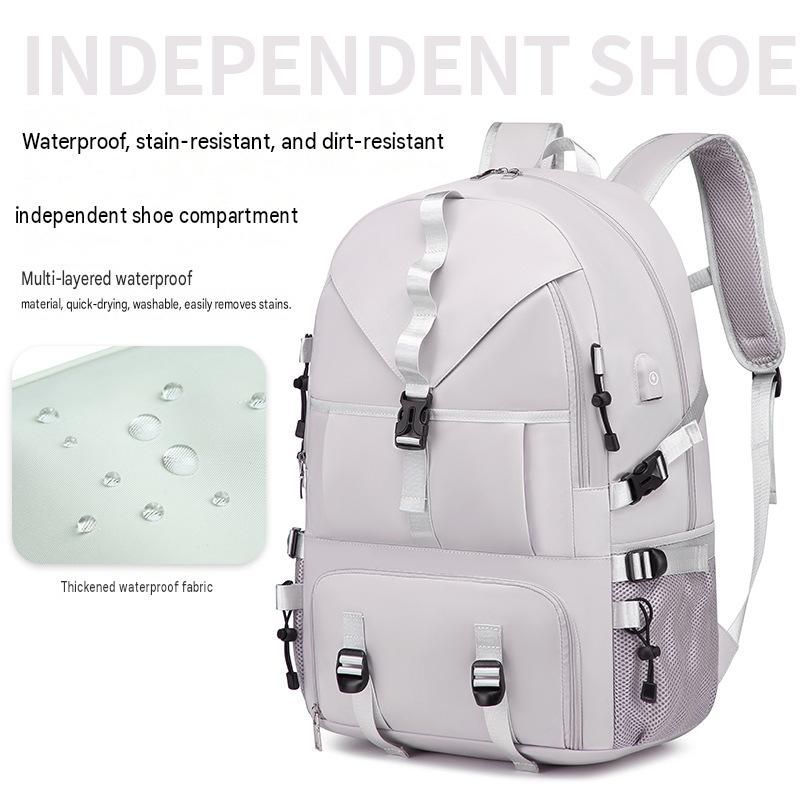 Black Large Capacity Travel Backpack - Waterproof Polyester Hiking Rucksack view 4