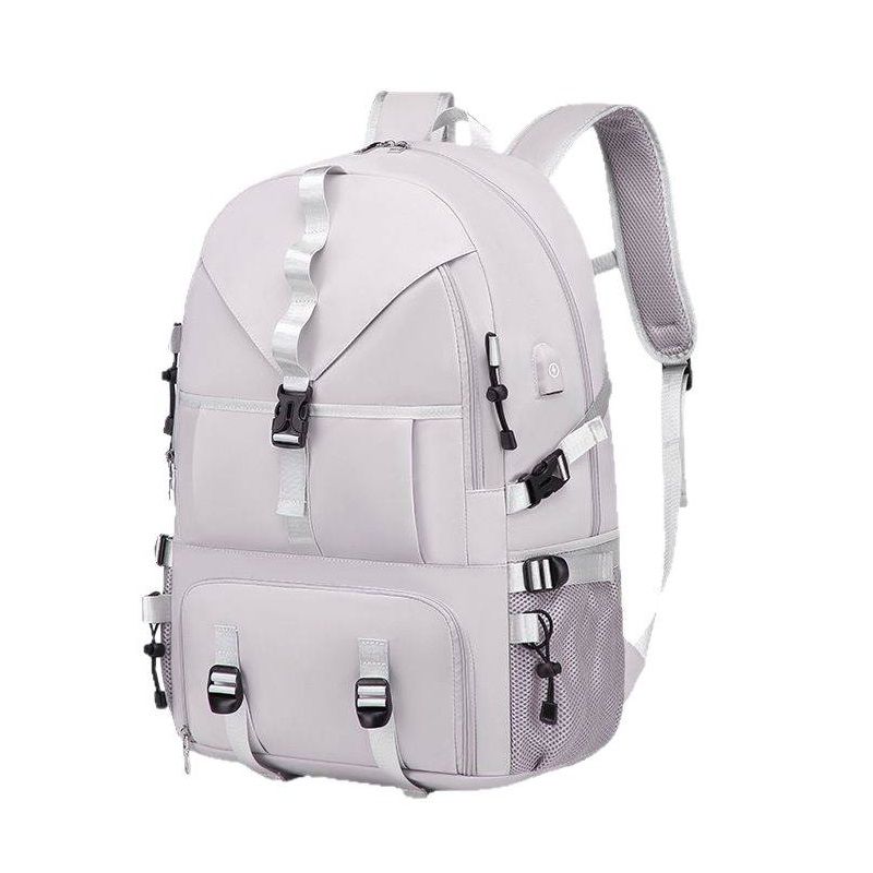 Grey Large Capacity Travel Backpack - Waterproof Polyester Hiking Rucksack