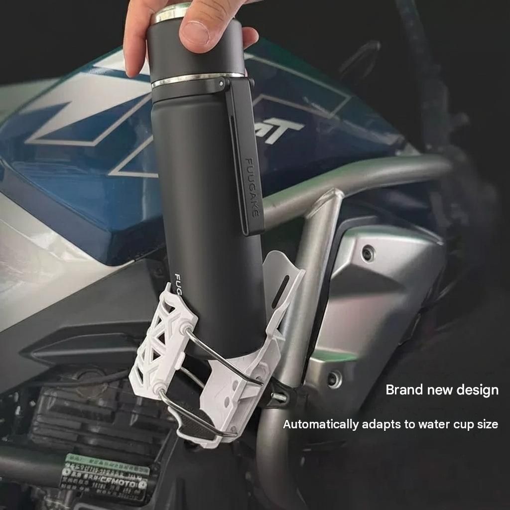 Black Universal Motorcycle Bike Cup Holder - Self-Adaptive Rotating Water view 3