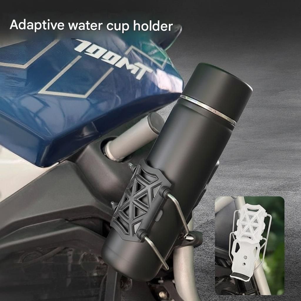 White Universal Motorcycle Bike Cup Holder - Self-Adaptive Rotating Water view 2