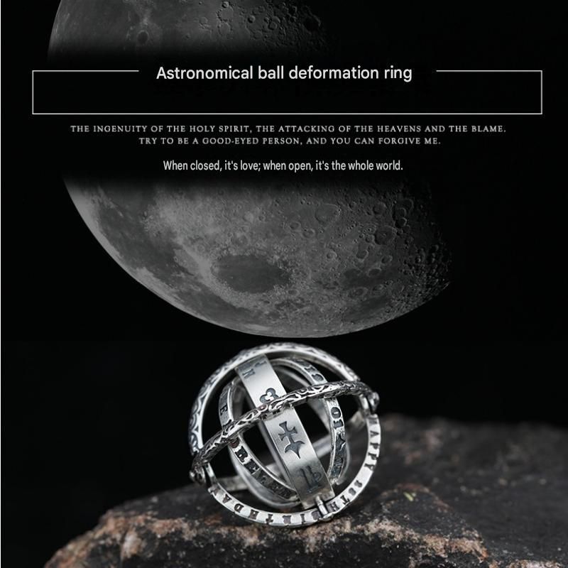 Silvery US 7 Transformable Astronomical Sphere Ring - Alloy - 2-in-1 Ring and view 2