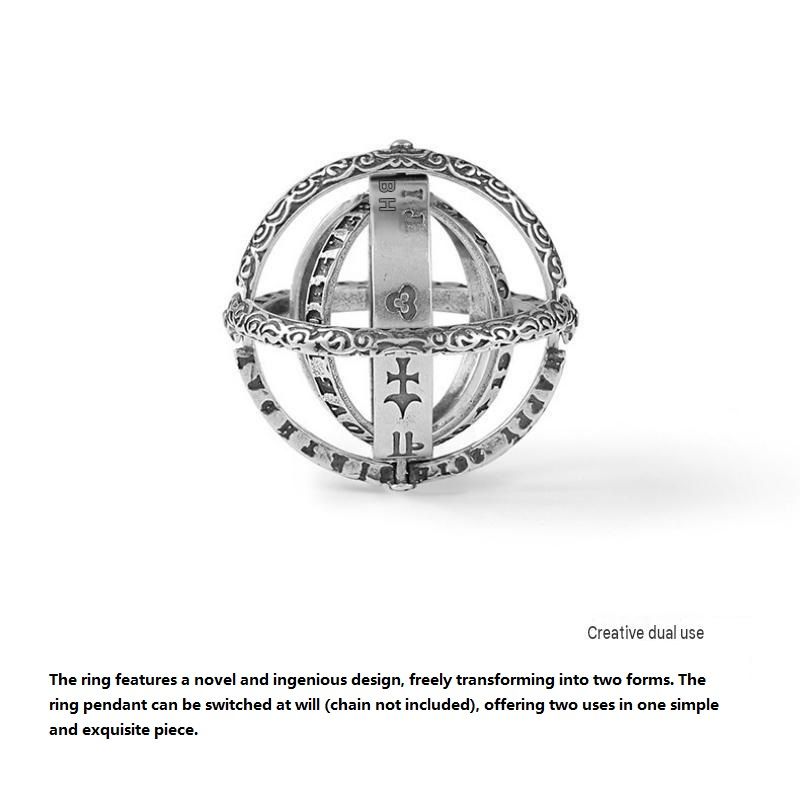 Silvery US 11 Transformable Astronomical Sphere Ring - Alloy - 2-in-1 Ring and view 5