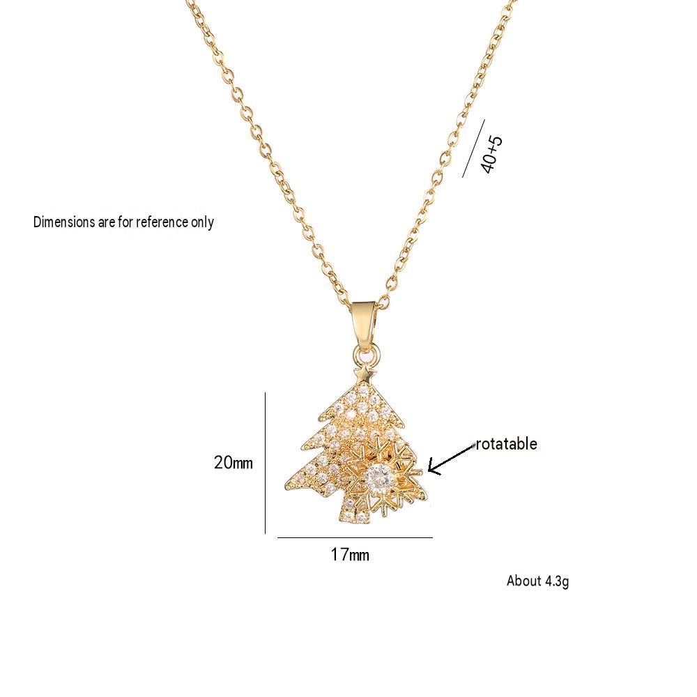 Silvery Rotating snowflake Christmas Tree Pendant Necklace - Titanium Steel view 4