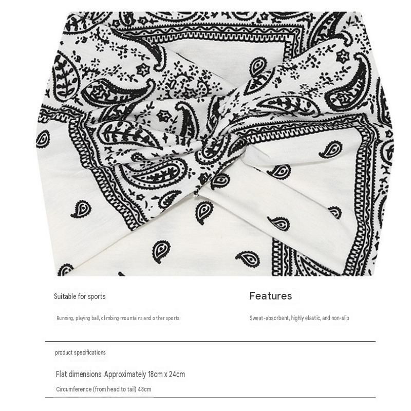 3 Pack Bohemian Paisley Sports Headband（Black and Grey and Beige）- Polyester view 2