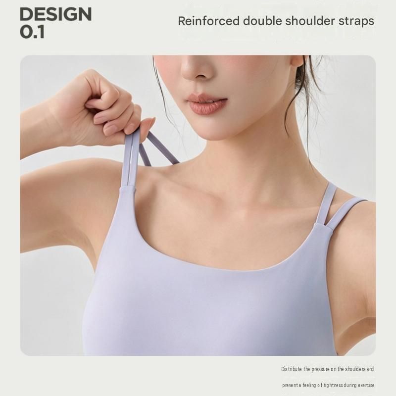 Outdoor sports combination-Grey XL Size thin shoulder straps Sports Bra with view 4