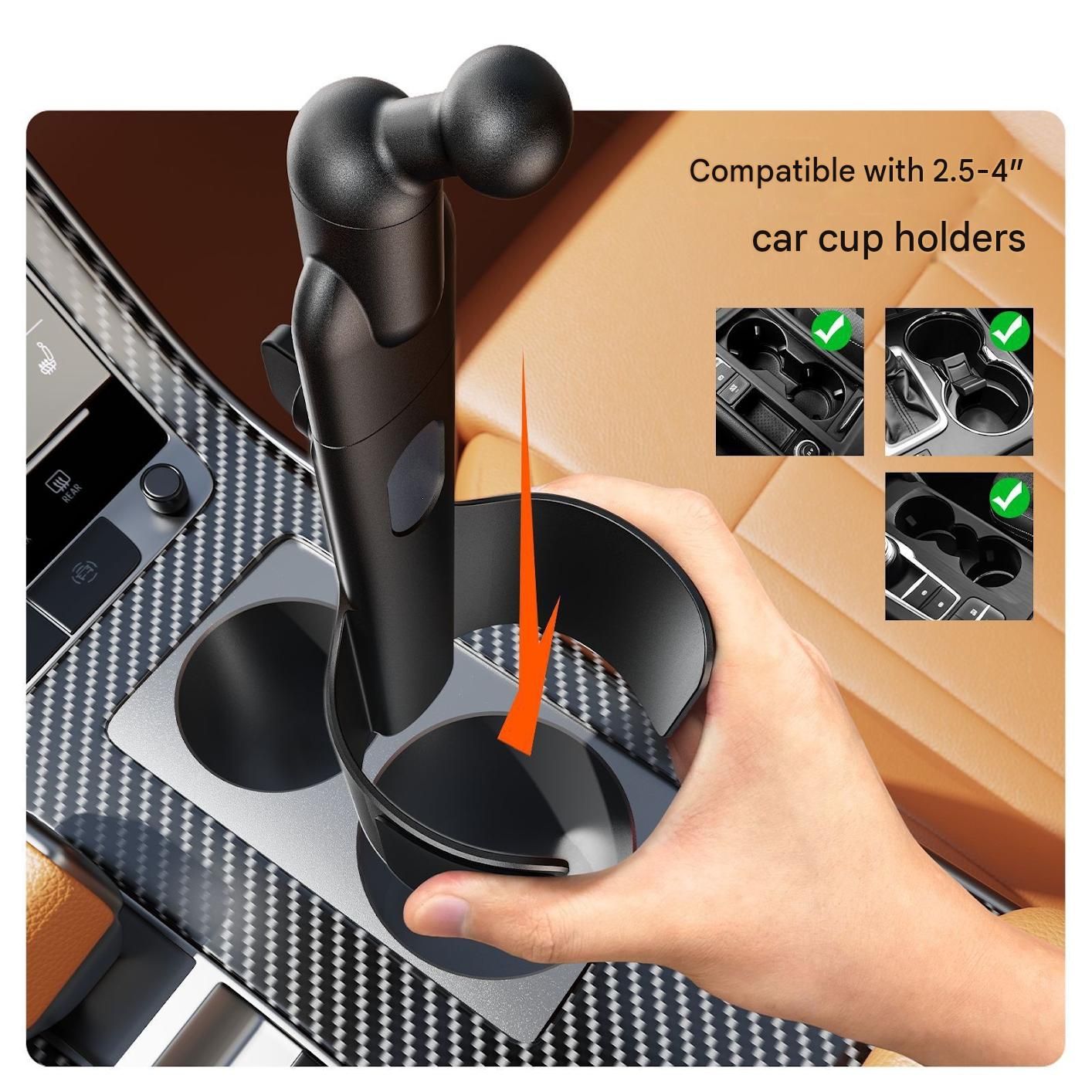 2-in-1 Magnetic Car Cup Holder Phone Mount - Adjustable Height Aluminum Alloy view 4