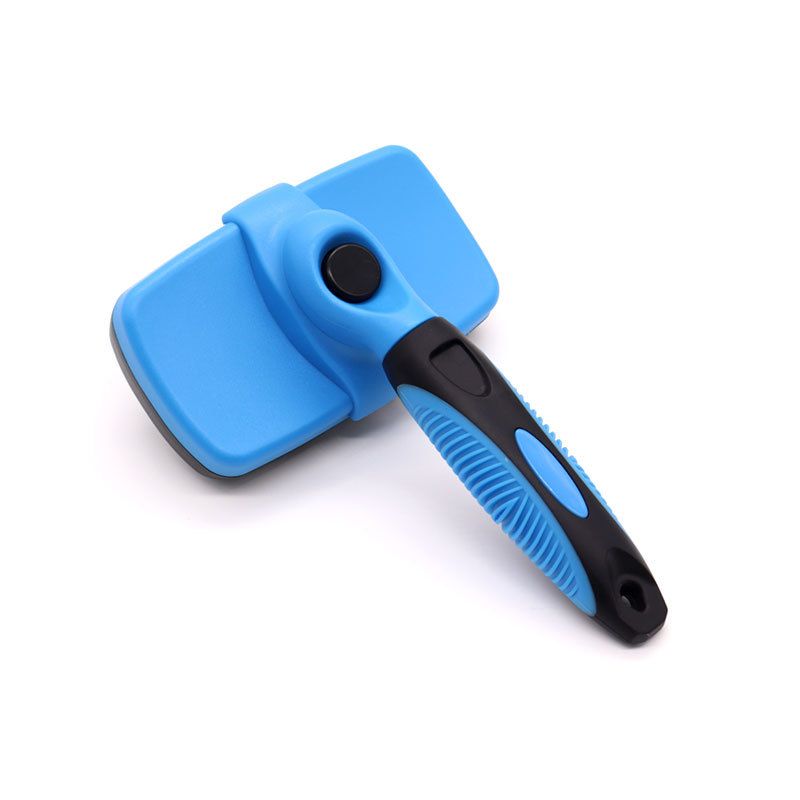 3 Pack Blue 17*10cm Self-Cleaning Pet Slicker Brush with 60 Degree Curved Pins