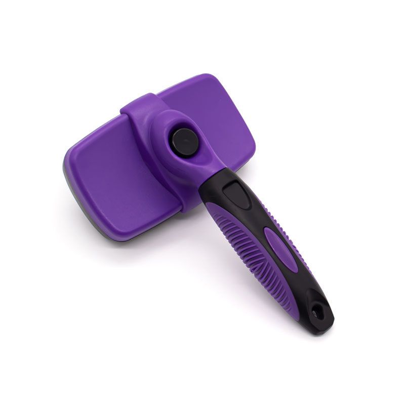 3 Pack Purple 17*10cm Self-Cleaning Pet Slicker Brush with 60 Degree Curved