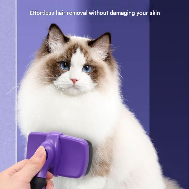 3 Pack Purple 17*10cm Self-Cleaning Pet Slicker Brush with 60 Degree Curved view 2