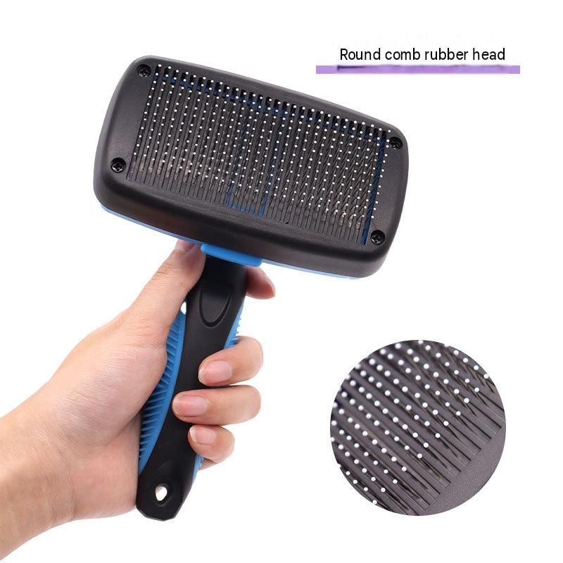 3 Pack Purple 17*10cm Self-Cleaning Pet Slicker Brush with 60 Degree Curved view 3