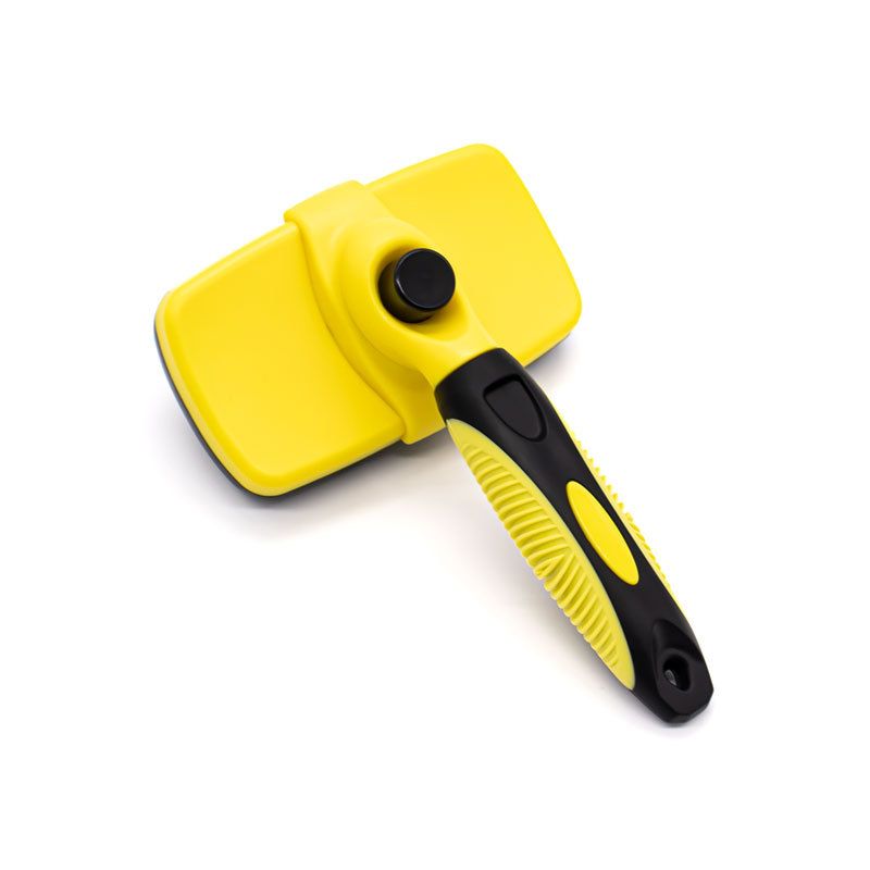 3 Pack Yellow 17*10cm Self-Cleaning Pet Slicker Brush with 60 Degree Curved