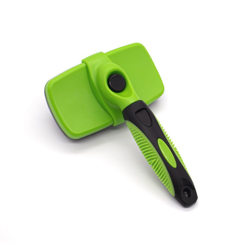 3 Pack Green 17*10cm Self-Cleaning Pet Slicker Brush with 60 Degree Curved