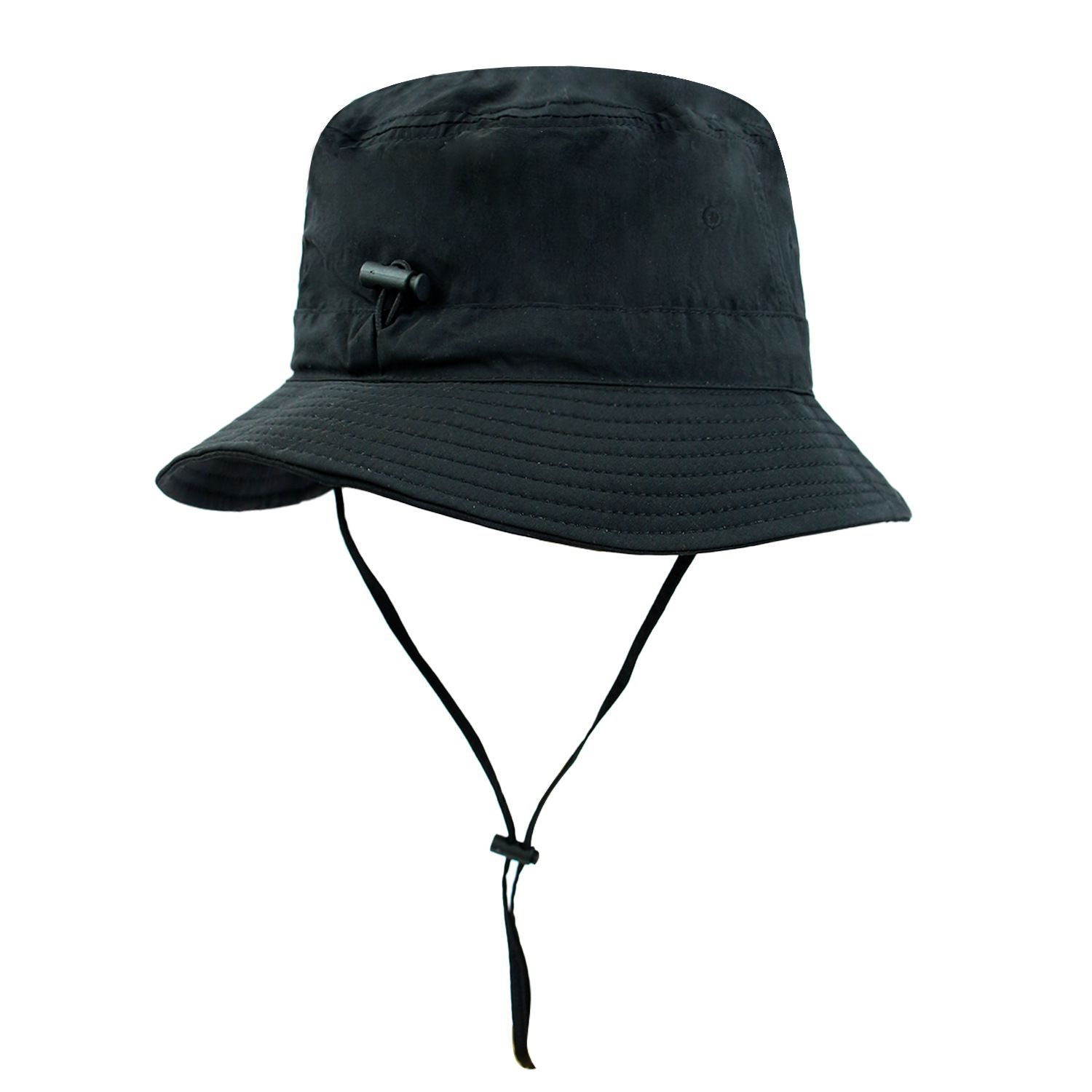 Black Outdoor UPF Sun Protection Bucket Hat - Lightweight Quick-Dry Polyester