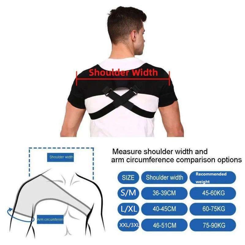 Black Medium size Double Shoulder Support Brace - Adjustable Posture Corrector view 2