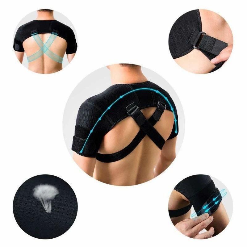 Black Medium size Double Shoulder Support Brace - Adjustable Posture Corrector view 4