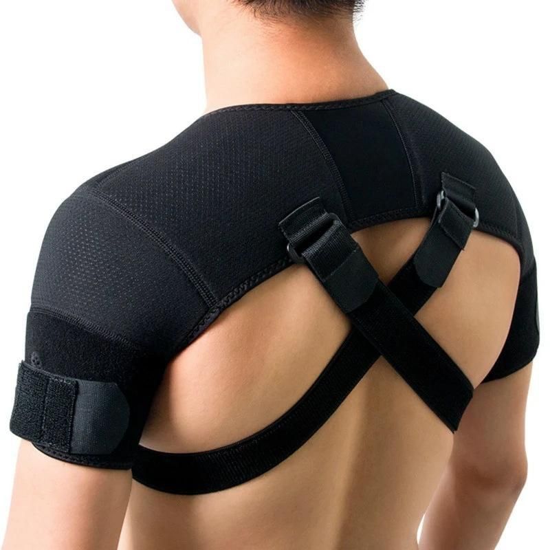 Black Medium size Double Shoulder Support Brace - Adjustable Posture Corrector view 6