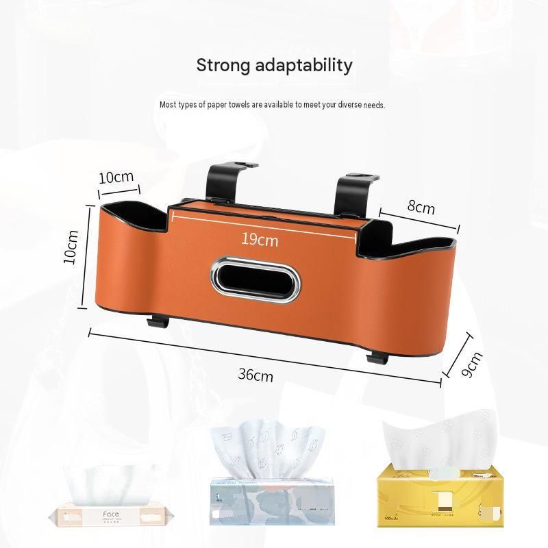 Orange（1 pack）Multifunctional Car Seat Back Organizer - Nappa Leather Tissue view 5
