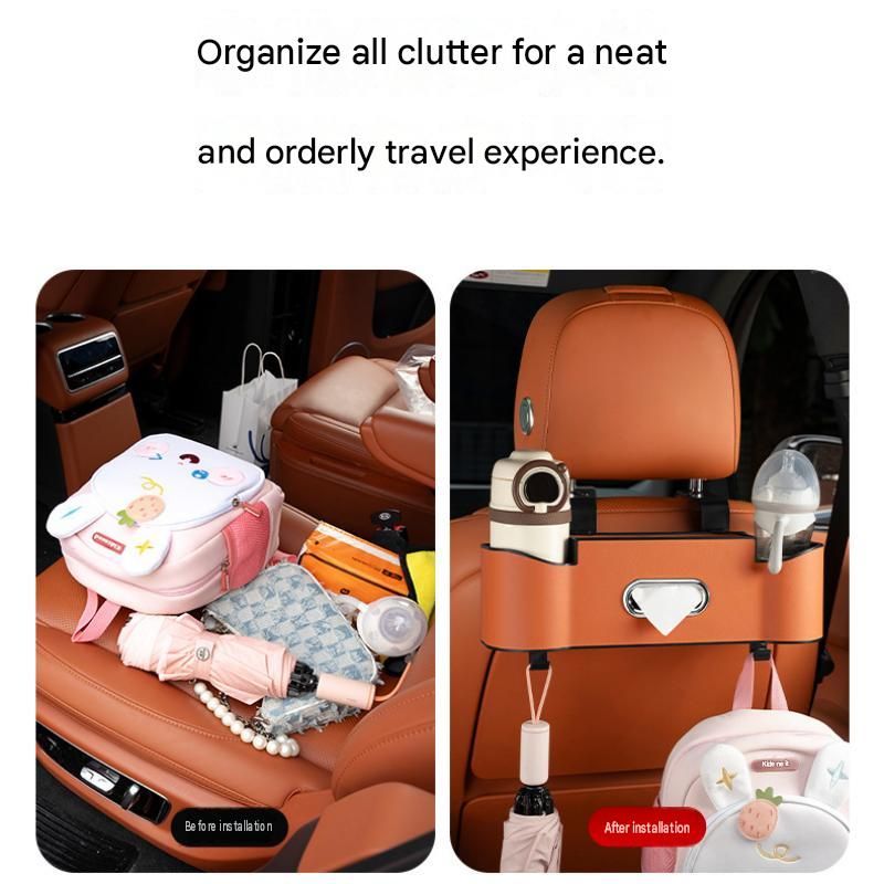 Red（1 pair）Multifunctional Car Seat Back Organizer - Nappa Leather Tissue Box view 7