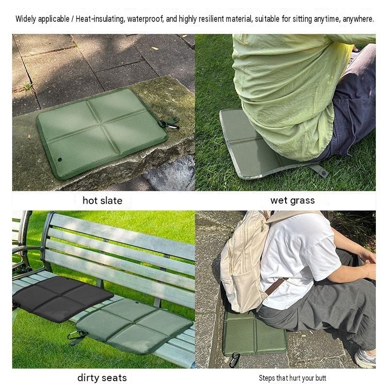 2 Pack Black Portable Foldable Outdoor Seat Cushion - Waterproof Oxford Cloth view 5