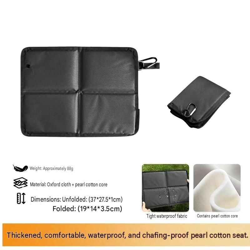 2 Pack Black Portable Foldable Outdoor Seat Cushion - Waterproof Oxford Cloth view 10