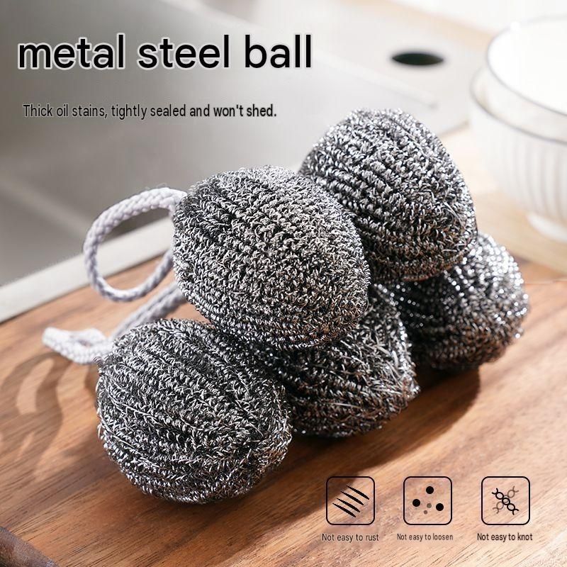 6 Pack Stainless Steel Scouring Pad with Hanging Loop - Heavy Duty Kitchen view 2