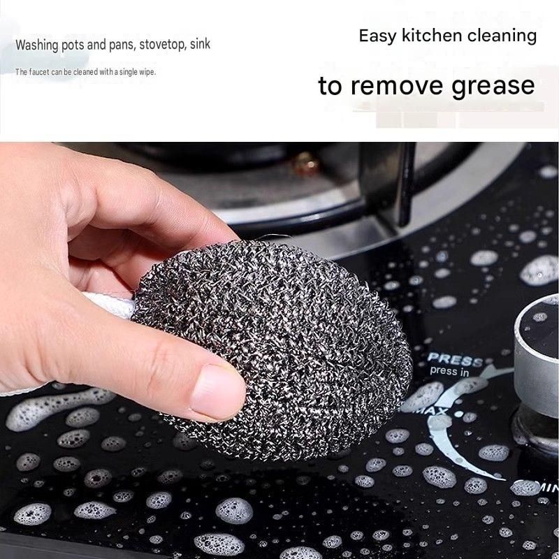 6 Pack Stainless Steel Scouring Pad with Hanging Loop - Heavy Duty Kitchen view 4