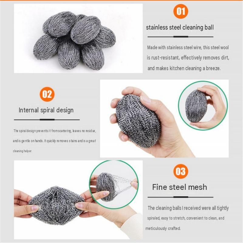 6 Pack Stainless Steel Scouring Pad with Hanging Loop - Heavy Duty Kitchen view 6
