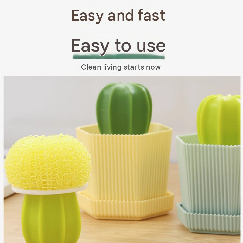 Cactus-shaped nano cleaning brush set with 3 pack green replacement heads and view 4