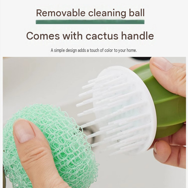 Cactus-shaped nano cleaning brush set with 3 pack green replacement heads and view 6