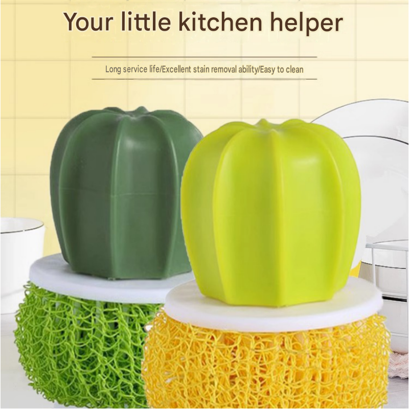 Cactus-shaped nano cleaning brush set with 3 pack yellow replacement heads and view 2