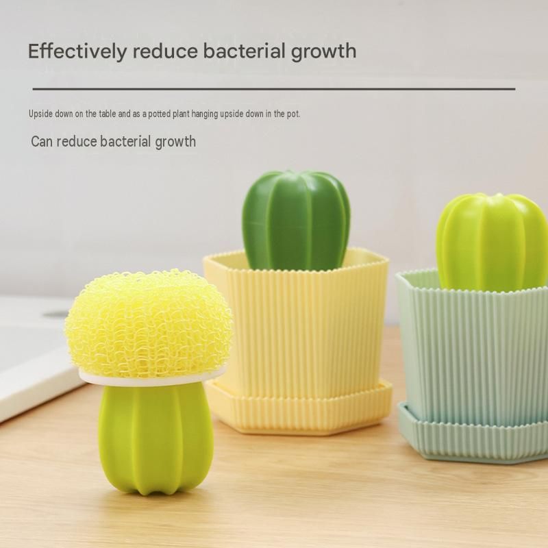 Cactus-shaped nano cleaning brush set with 3 pack yellow replacement heads and view 7